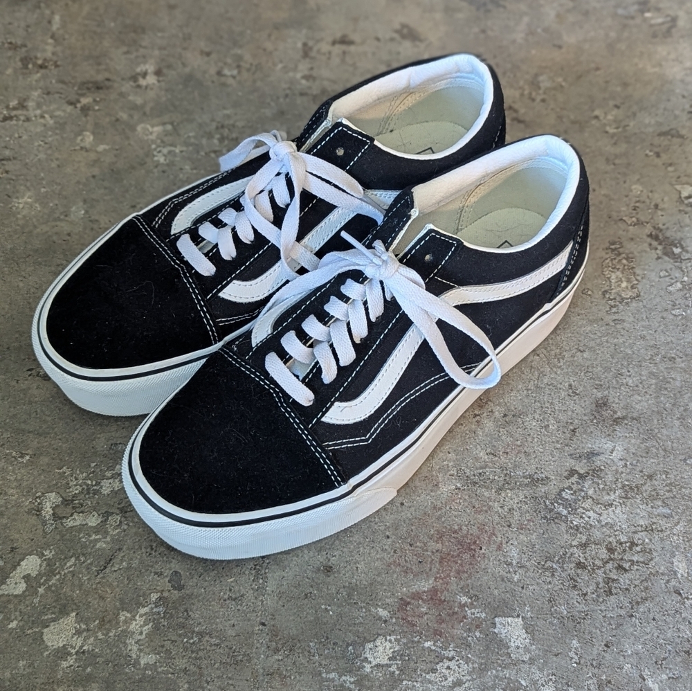 Vans Women's Classic Black and White Sneakers